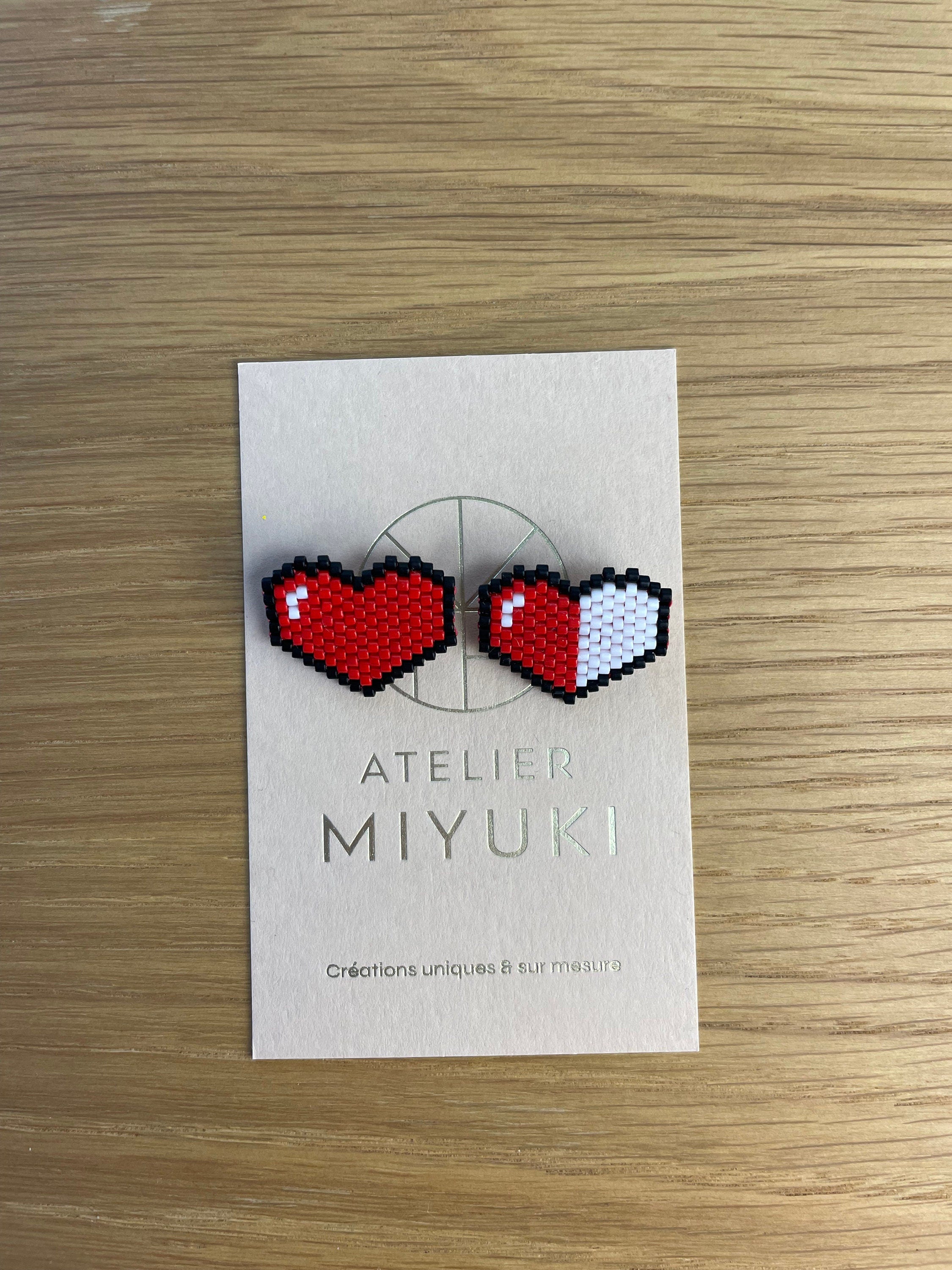 Broche petit Cœur rouge / blanc