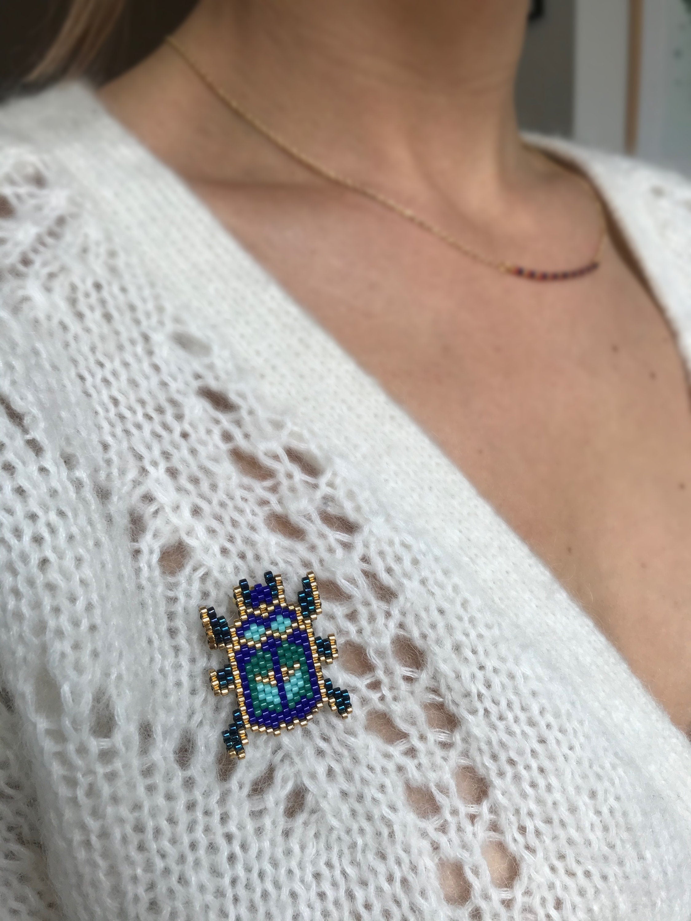 Broche Scarabée Bleu