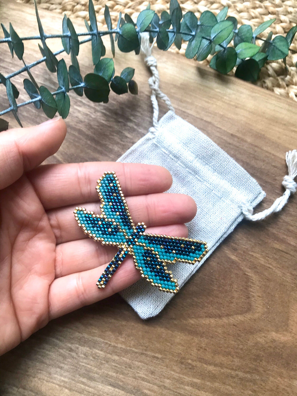 Broche Libellule bleue